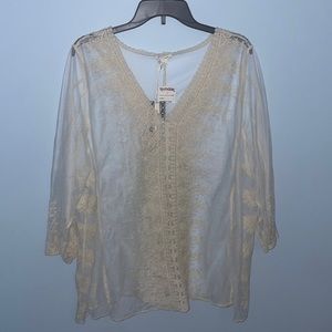 Lace tunic V-Neck 3/4 sleeves 2X - NWT